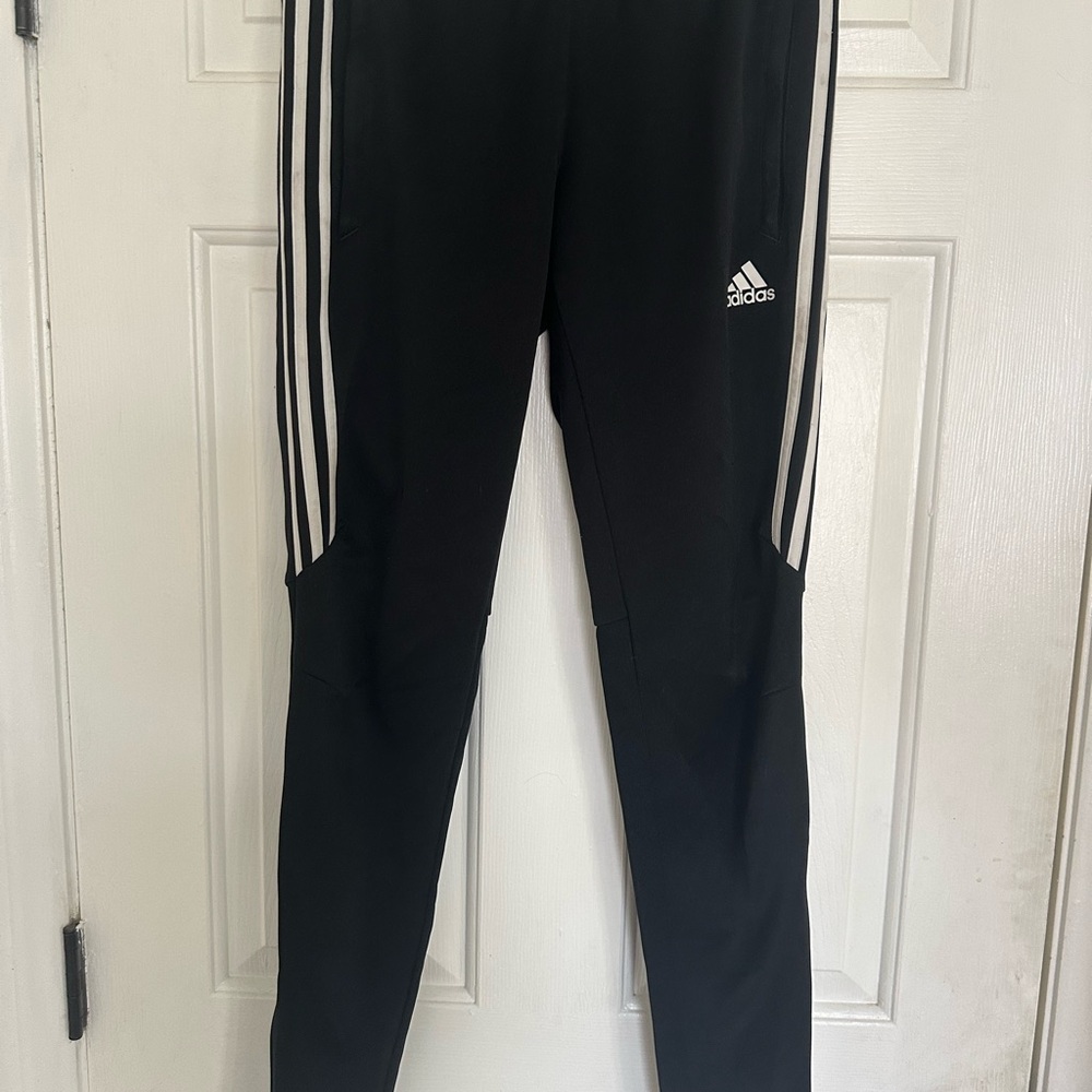 Adidas Women's Black Joggers with White Stripes